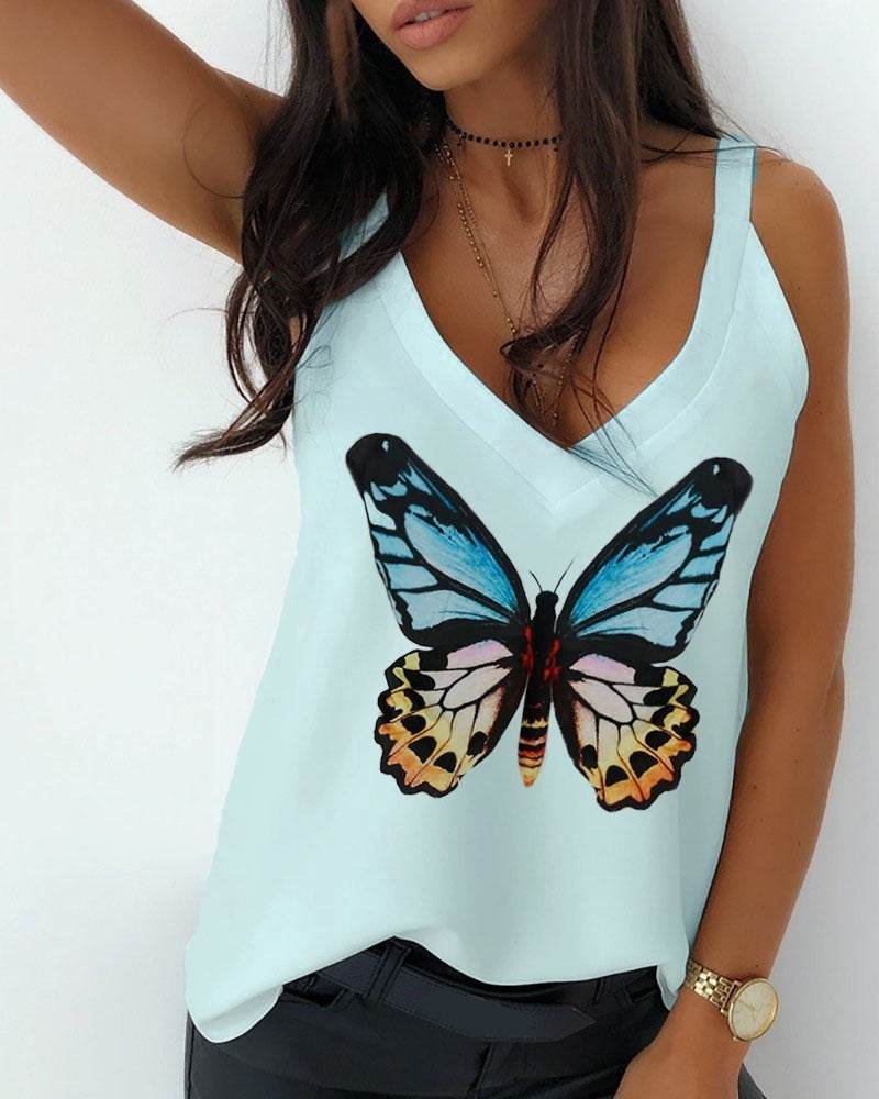 Loose butterfly camisole - Mubimart