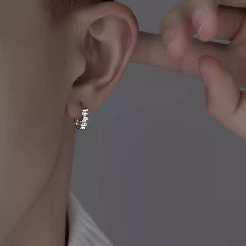 Sterling Silver Devil English Chain Earrings For Men - Mubimart