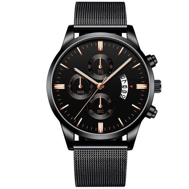 Mens Business Luxury Watches For Men Mesh Band Quartz Watch - Mubimart