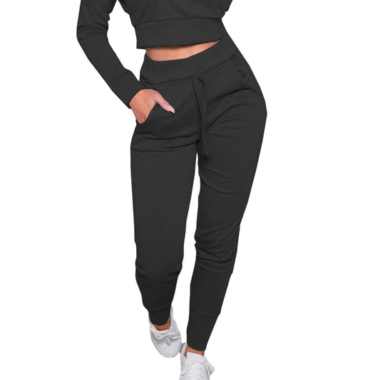 Women Korean Style High Waist Lace-up Sweatpants Autumn Winter Fashion Casual Joggers Pants Slim Fit Pencil Trousers Femme - Mubimart