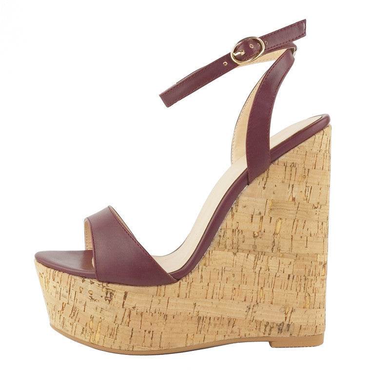 Wood Wedge Platform Sandals - Mubimart
