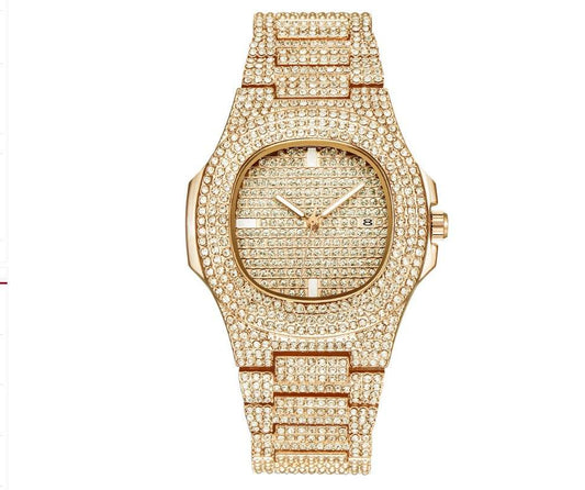 Mens Watches Luxury Brand Fashion Diamond Date Quartz Watch - Mubimart