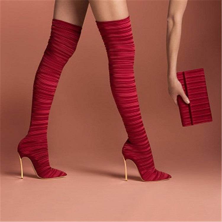 High Tube Over The Knee Boots Foreign Trade Europe and America Over The Knee Boots - Mubimart