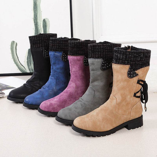 Women Winter Boots Mid-Calf Snow Boots - Mubimart
