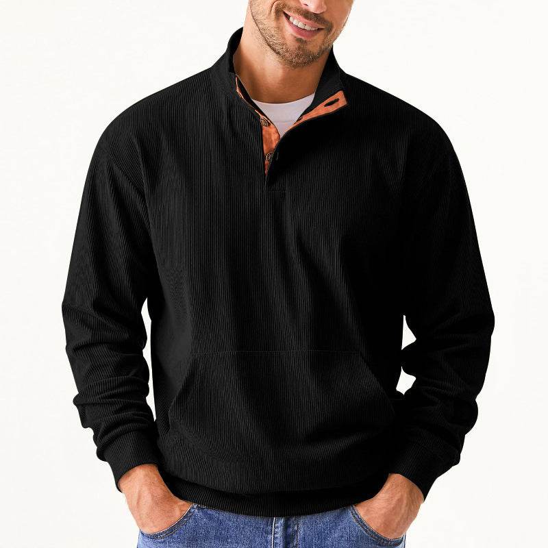 Stand Collar Long Sleeve With Pocket Sweatshirt Men - Mubimart