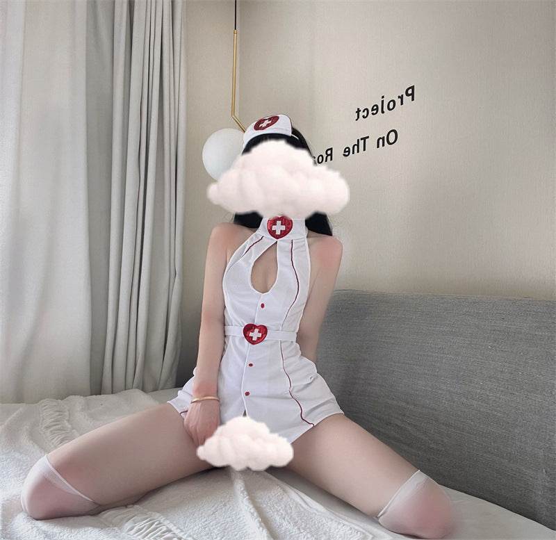 Women's Fashion Simple Nurse One-piece Hosiery Set - Mubimart