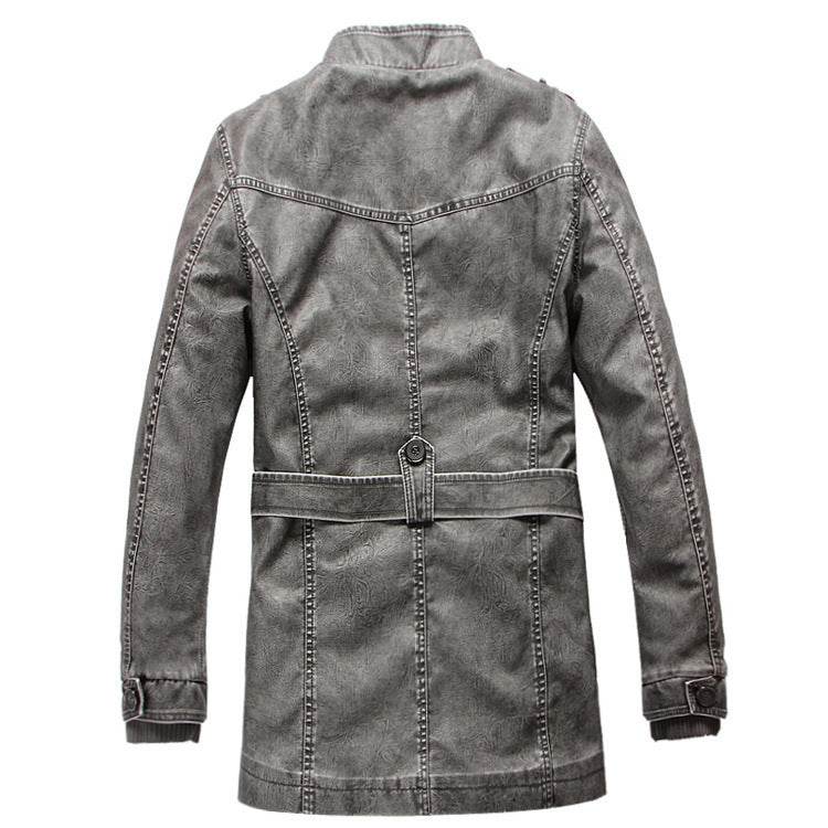 Men's leather trench coat - Mubimart