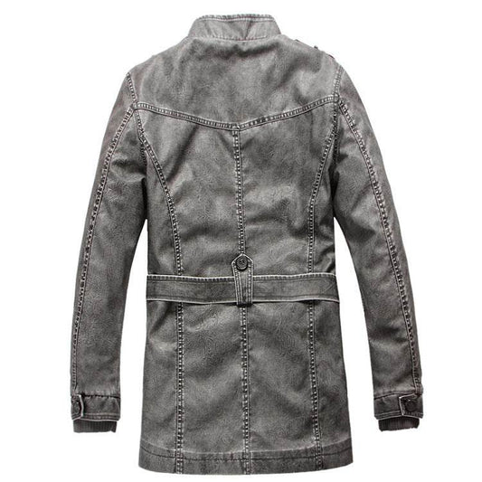 Men's leather trench coat - Mubimart