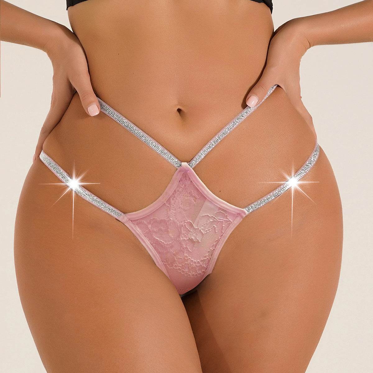 Mesh Traceless Adjustable Lace Thong - Mubimart