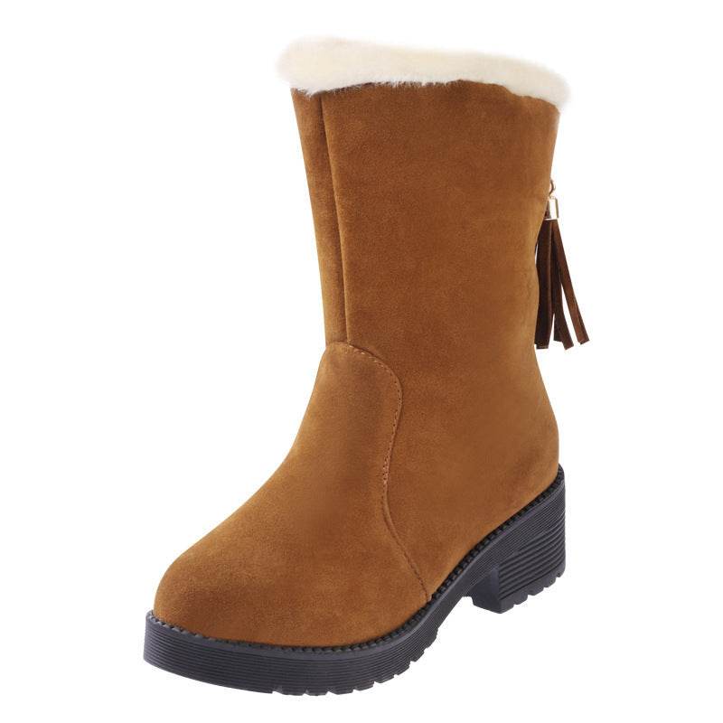 Fashion snow boots round toe boots - Mubimart
