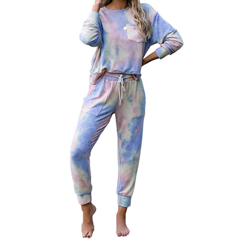 Long sleeve trousers pajama set - Mubimart
