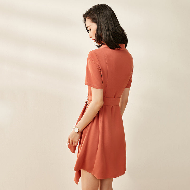 v-neck shirt dress - Mubimart -  