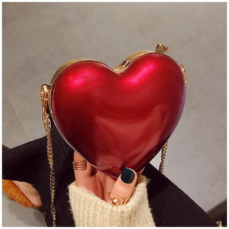 Mini Cross Body Chain Shoulder Heart Satchel - Mubimart