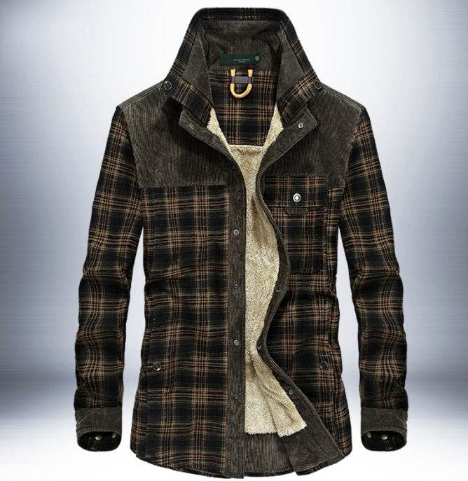 Winter Jacket Men Thicken Warm Fleece Jackets Coats Pure Cotton Plaid Jacket Military Clothes - Mubimart