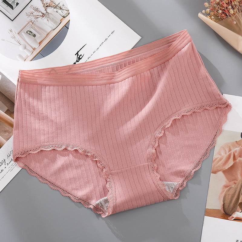 Antibacterial lace-edged panties - Mubimart