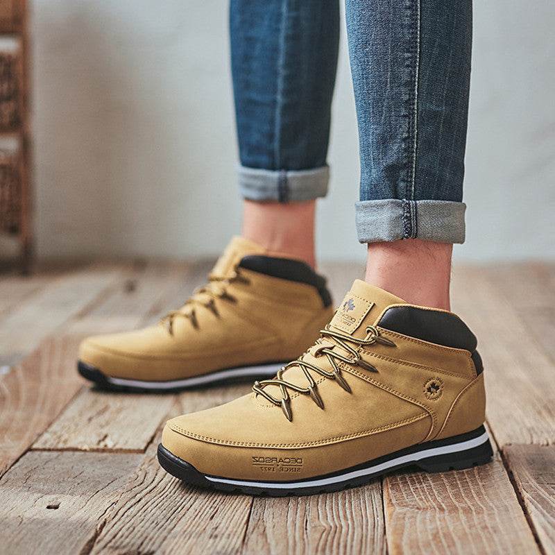 Trendy Outdoor Boots Hiking Shoes Men's Cotton Boots - Mubimart