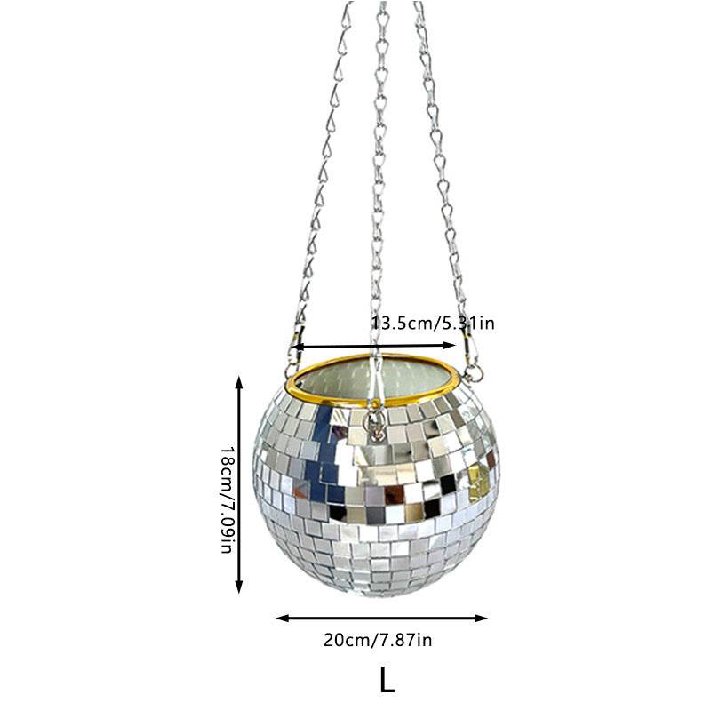 Cross-border Disco Ball Planter Hanging Mirror Spherical Plastic Flowerpot - Mubimart