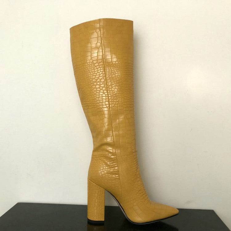 Large chunky boots for high boots for women - Mubimart