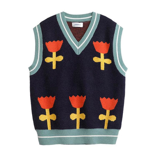 Loose sweater vest - Mubimart