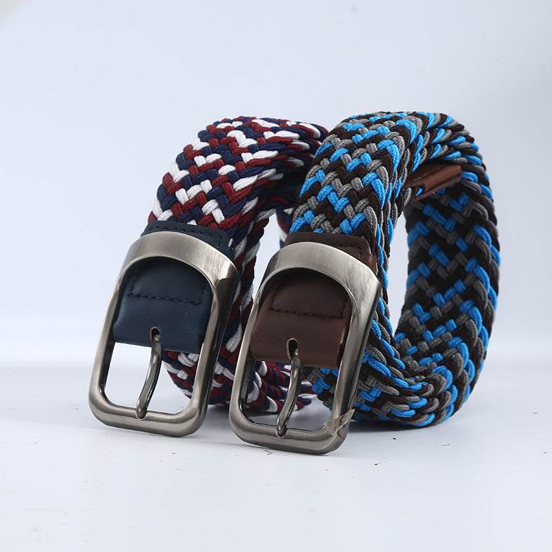 Men's Woven Canvas Outdoor Alloy All-match Elastic Belt - Mubimart
