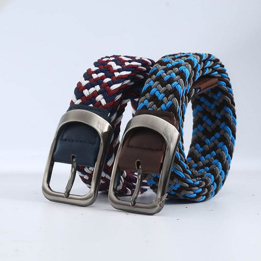 Men's Woven Canvas Outdoor Alloy All-match Elastic Belt - Mubimart