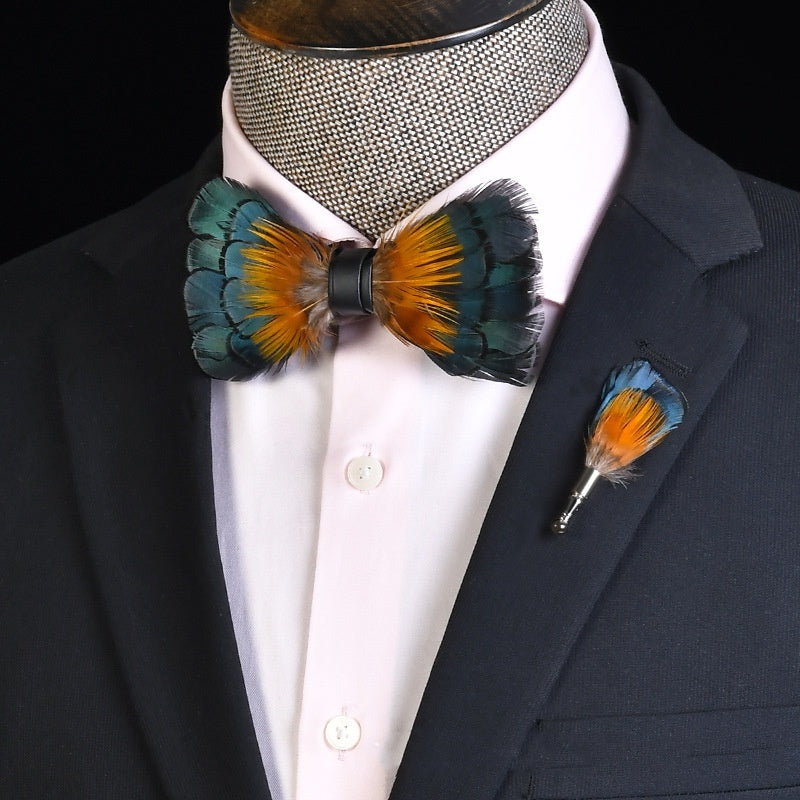 Men's Personalized Feather Bow Tie