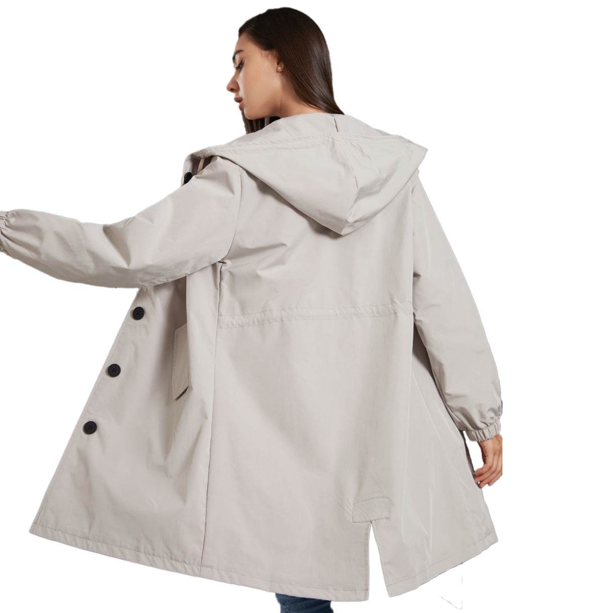 Anorak Women's Casual Long Coat Trench Coat - Mubimart