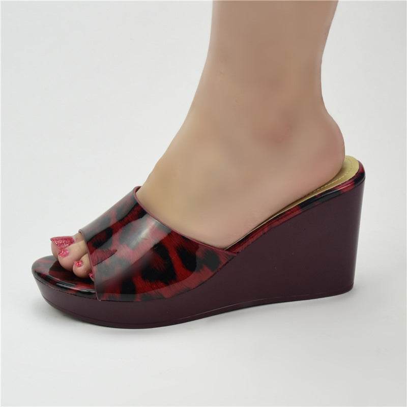 Women's Fashion Shiny Wedge Slip-On High Heels - Mubimart