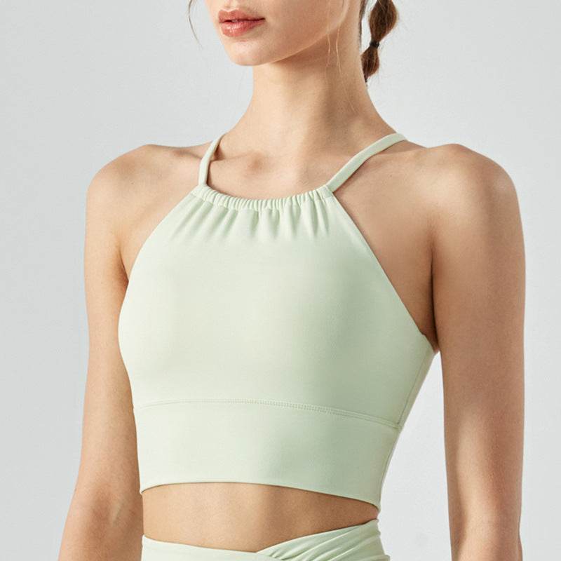 Front Collar Fold Movement Underwear Women With Chest Pad Workout Top - Mubimart