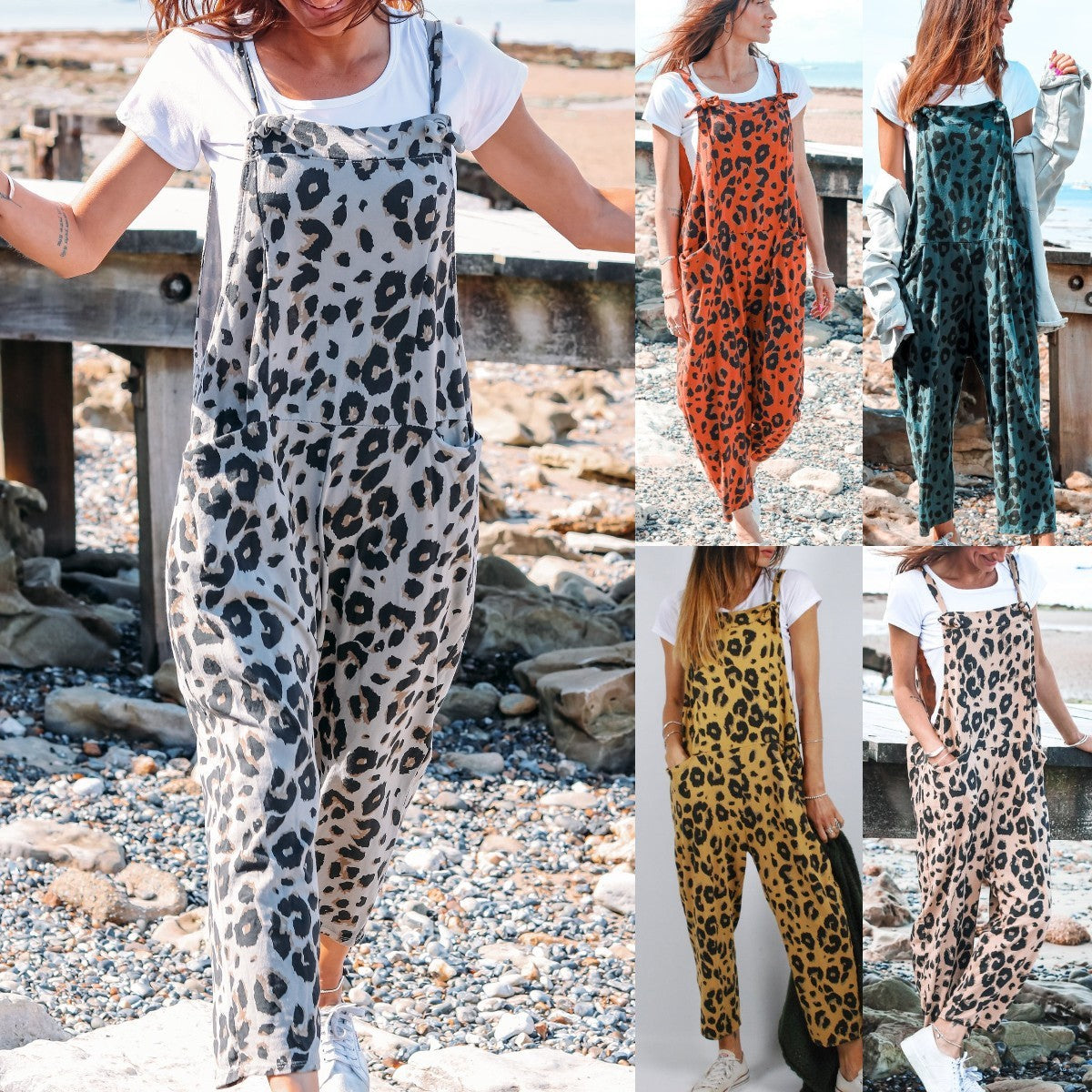 Leopard Print Loose Plus Size All-match Jumpsuit - Mubimart -  