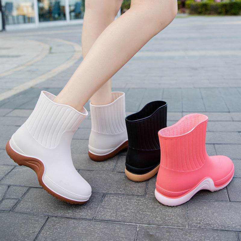 Women's Mid-calf Waterproof Soft-soled Rain Boots - Mubimart