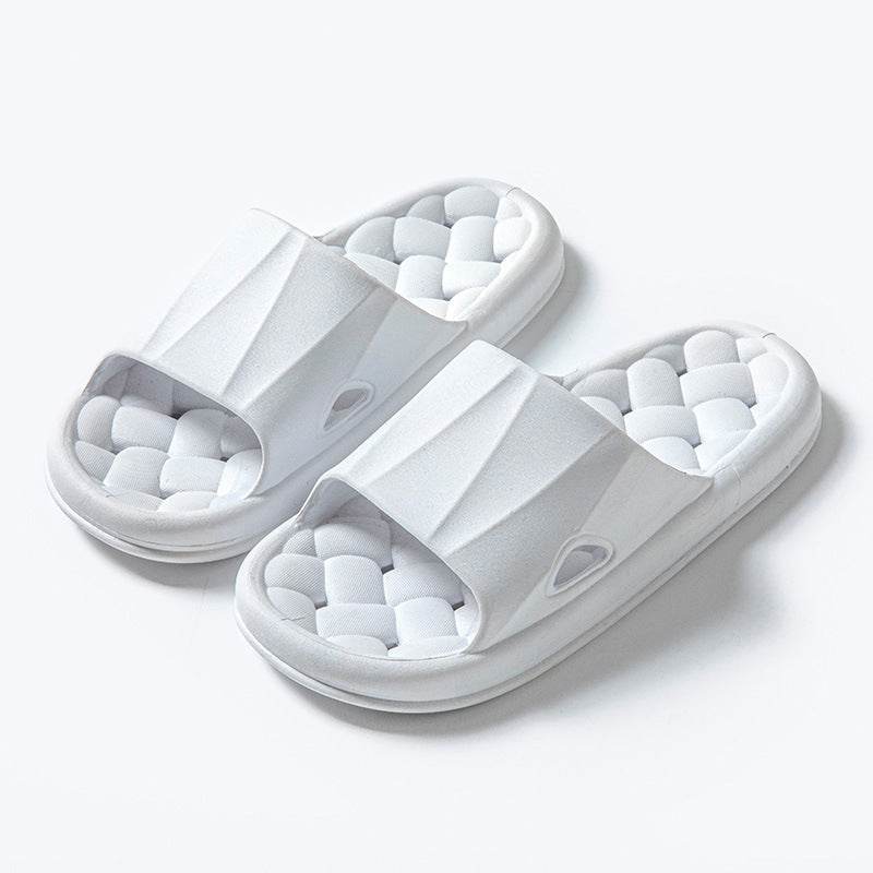 New Woven Texture Non-slip Slippers For Women Summer Indoor Floor Bathroom Home Slipper Men House Shoes - Mubimart