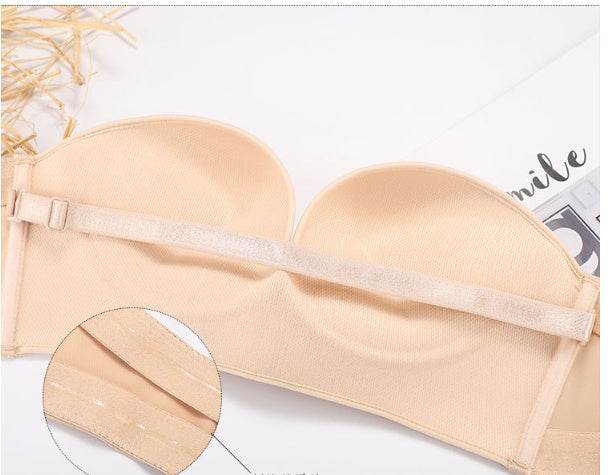 Anti-Glare One-Piece Bra Gathered Up Strapless Bra - Mubimart