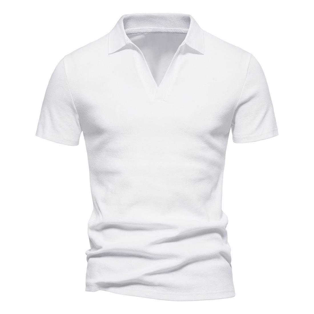 Henley Shirt Men's Short-sleeved T-shirt Henry Collar American Retro Men's Workout Top - Mubimart