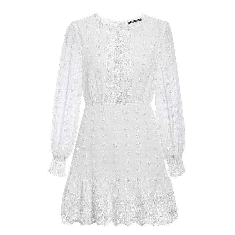 Women's Hollowed Chiffon Dress Formal Dress Lady Dress - Mubimart