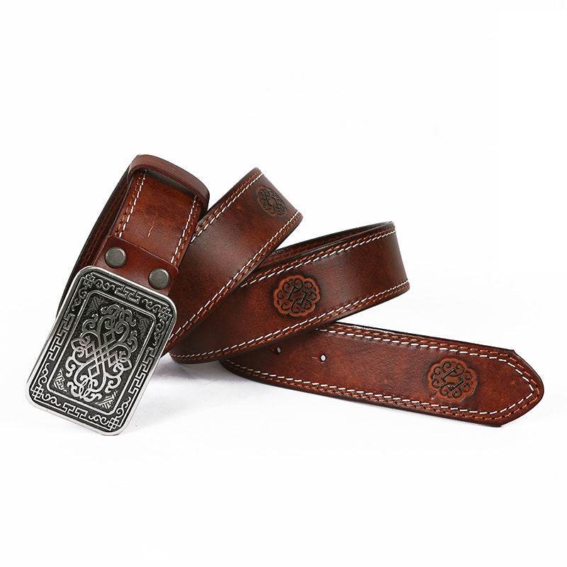 Auspicious Pattern Embossing Of Men's And Women's Belts - Mubimart