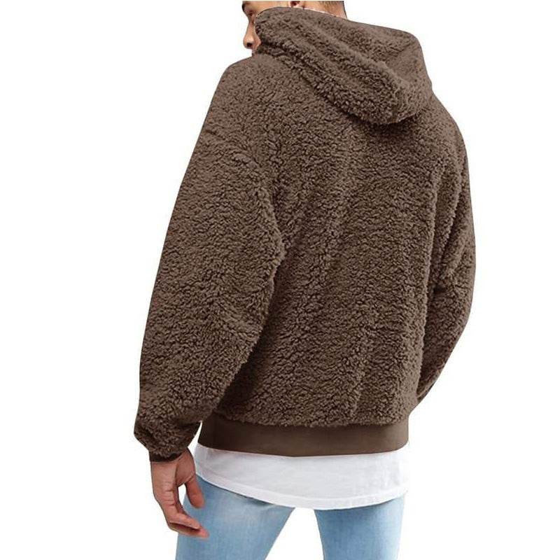 Autumn New Mens Warm Hoodie Fluffy Fleece Hooded Winter Sweatshirts Casual Long Sleeveless Sweatshirt Pullover Fashion - Mubimart