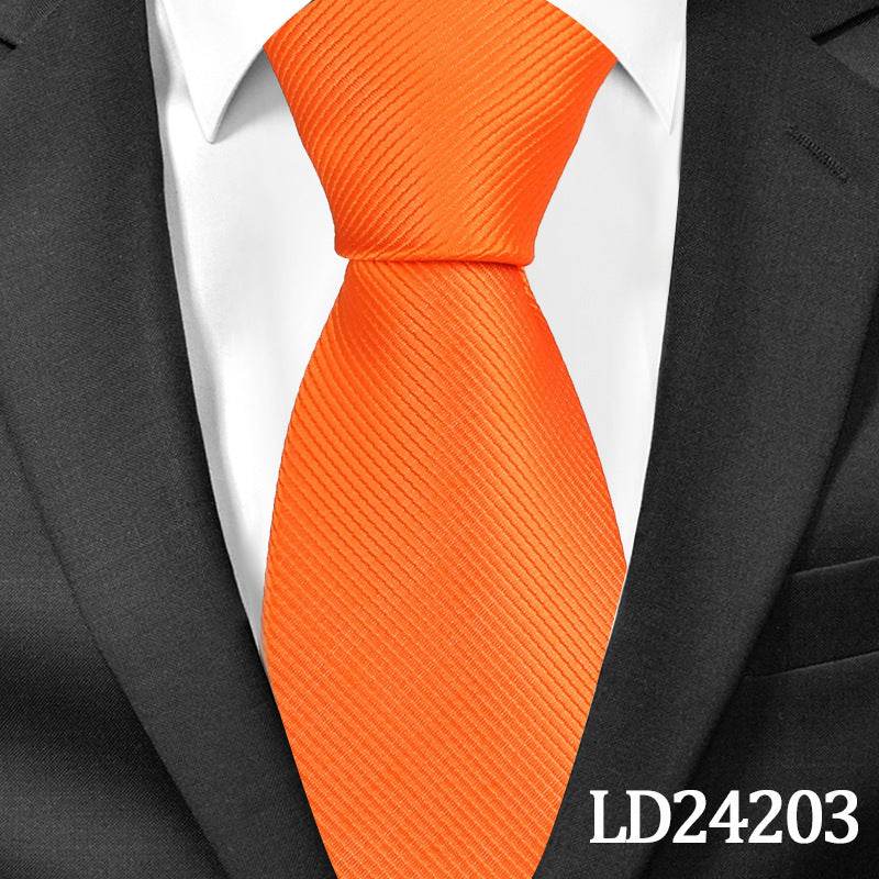 Pinstripe Classic Plain Polyester Tie Set Fashion 6cm Solid Color Linen Cotton Necktie Bright Ties Pin Clips Clasp Colourful For Men's Clothing Accessories - Mubimart