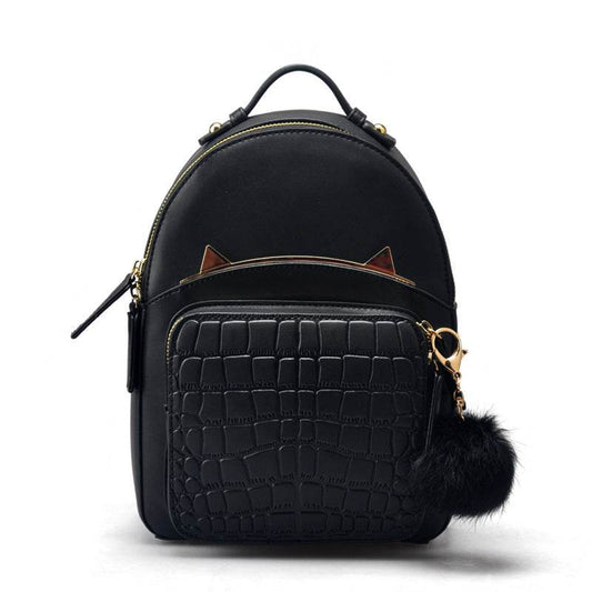 Backpack bag lady orecchiette leather handbag fashion women backpack backpack Korean campus wind tide - Mubimart
