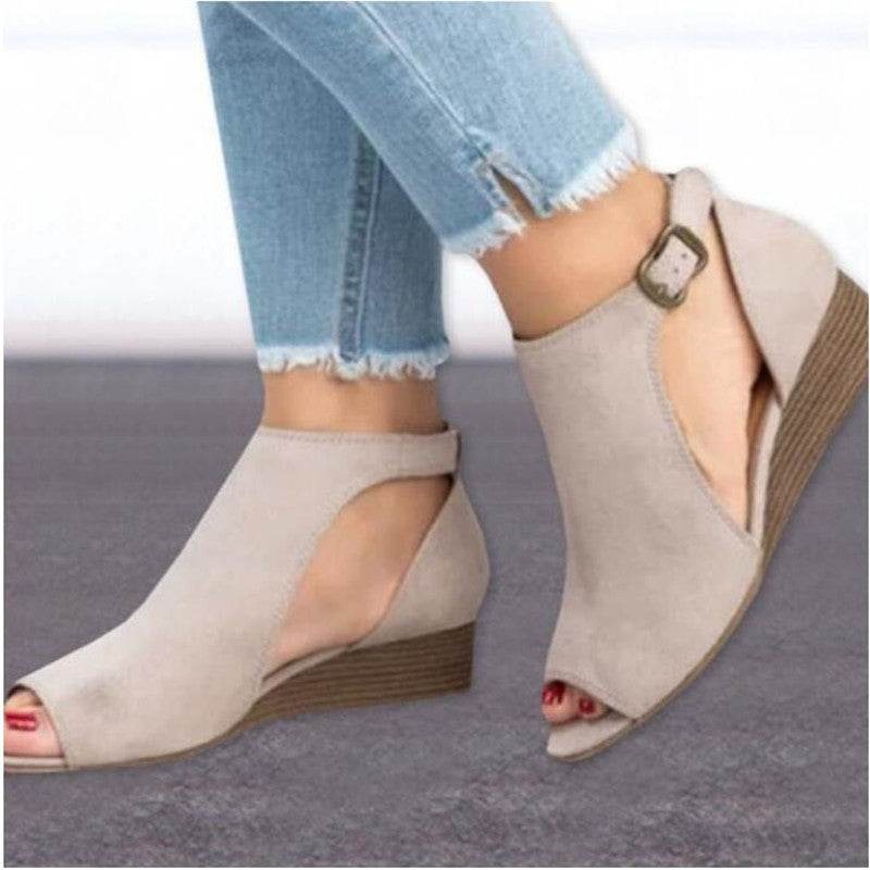 Roman Wedge Heel Sandals - Mubimart