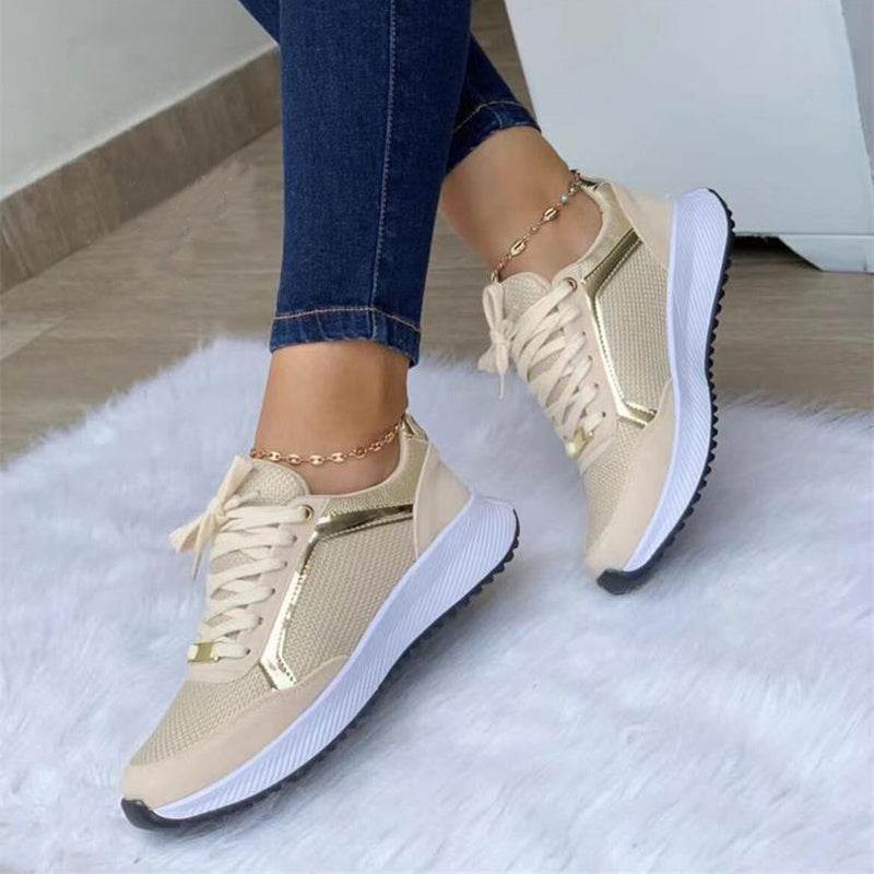 Women Sneakers Lace-up Sports Shoes - Mubimart