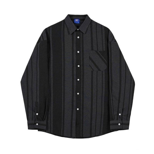 Black Shirt Men's Long-sleeved Jacket Casual Shirt - Mubimart