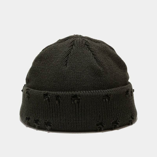 Hole knitted wool hat - Mubimart