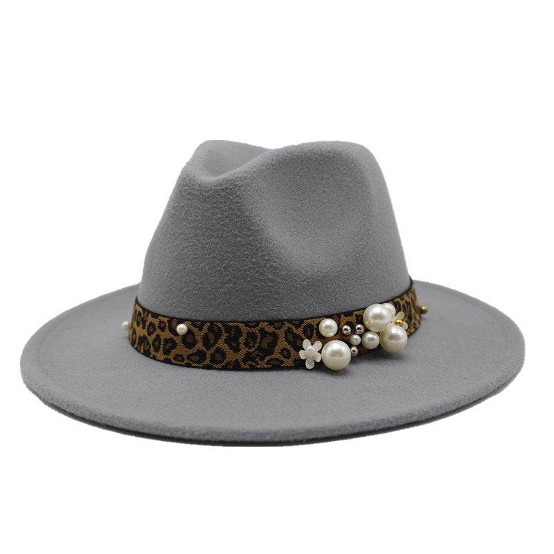 Winter wool Fedoras For Women Wide Brim Felt Hat - Mubimart