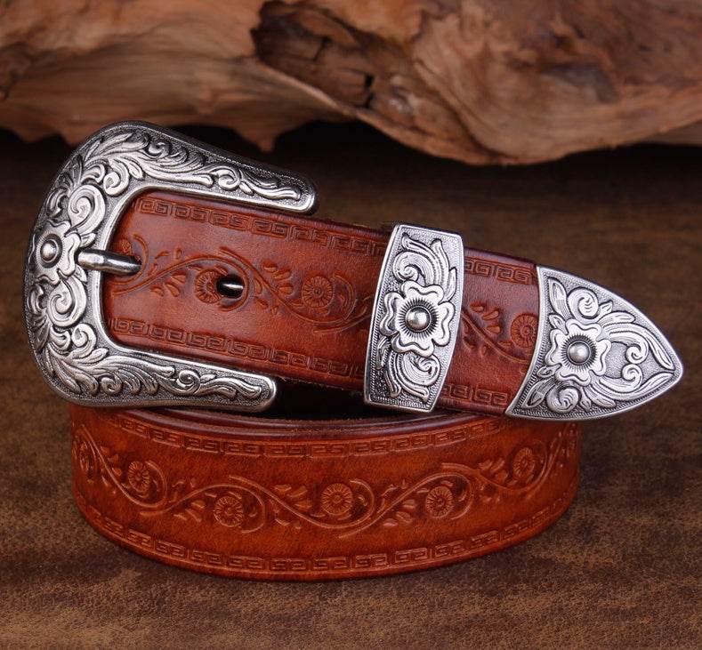 Jeans Belt Head Layer Cowhide Belt - Mubimart