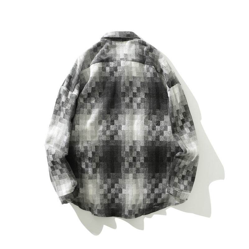 Plaid Shirt Men Loose Shirt Jacket Korean Version - Mubimart