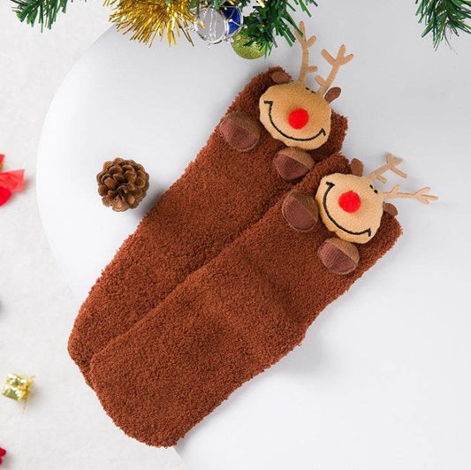 Christmas Tree Fuzzy Plush Socks - Mubimart
