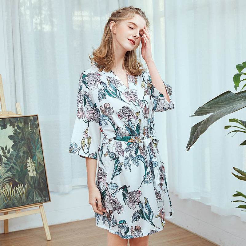 Short silk nightgown - Mubimart