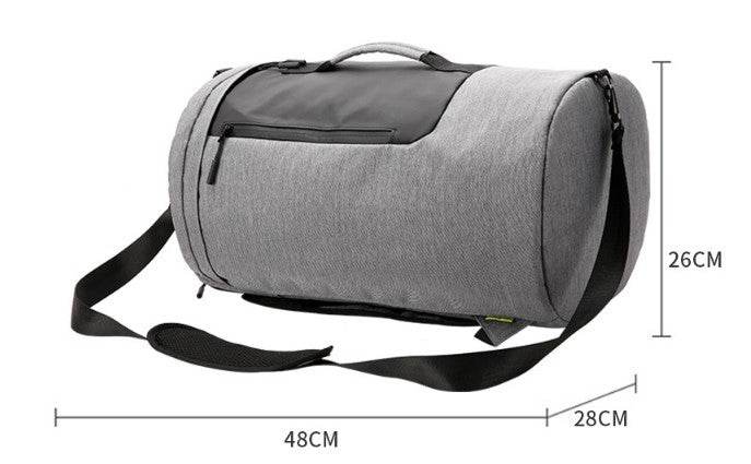 Large-capacity duffel bag men's gym bag waterproof folding cylinder bag - Mubimart