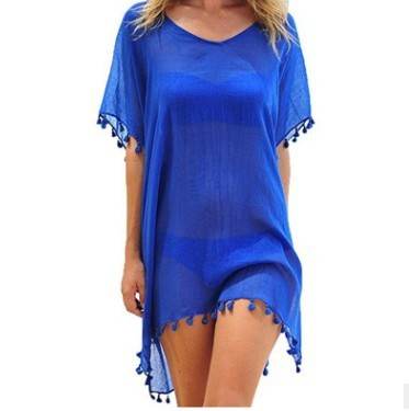Women Blouses Loose Chiffon Dress Summer Beach Tunic Cover-Up Shirt - Mubimart